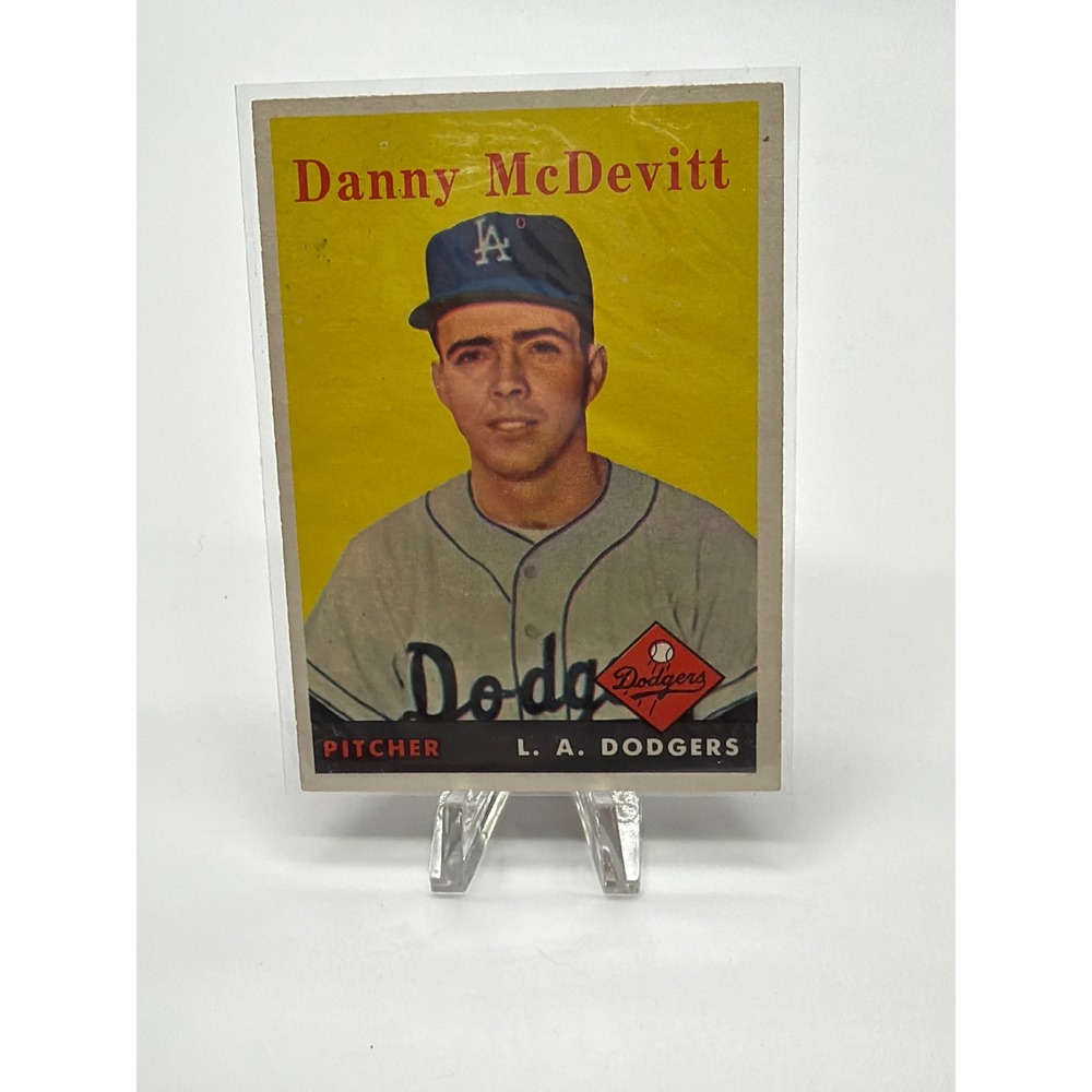 1959 Topps Danny McDevitt 357 Los Angeles Dodgers Baseball Card Pitcher Vintage‎ - Picture 1 of 2